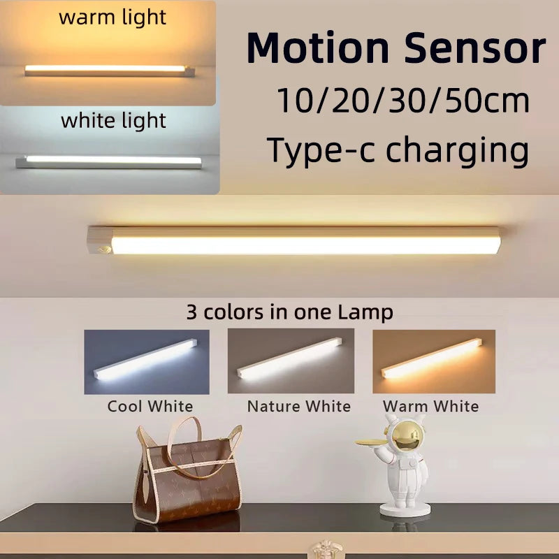 Lámpara LED con Sensor de Movimiento – Recargable USB-C, Luz Nocturna Inalámbrica