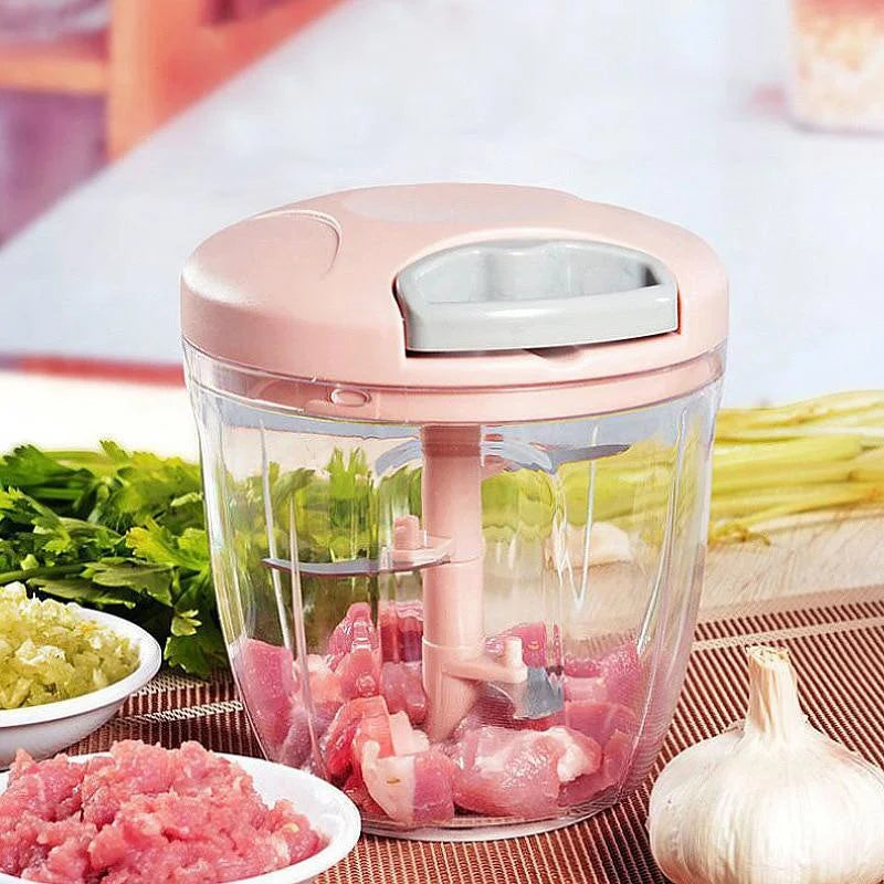 Picadora Manual de Alimentos 500/900 ml – Corta Ajo, Cebolla, Verduras y Carne