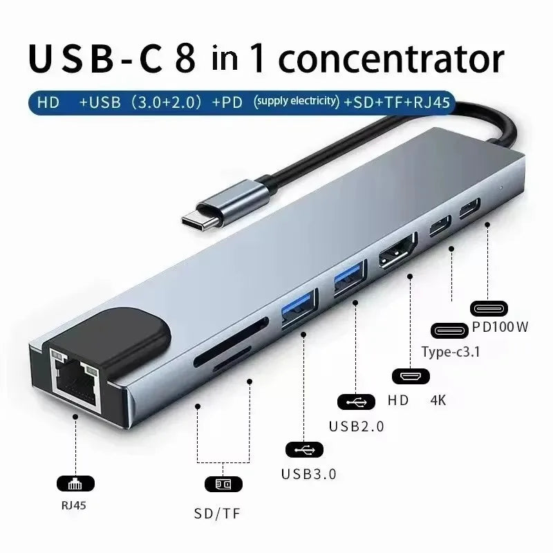 Hub USB-C 6 en 1 de Aluminio