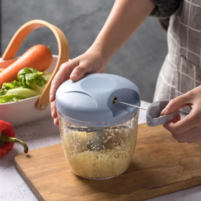 Picadora Manual de Alimentos 500/900 ml – Corta Ajo, Cebolla, Verduras y Carne