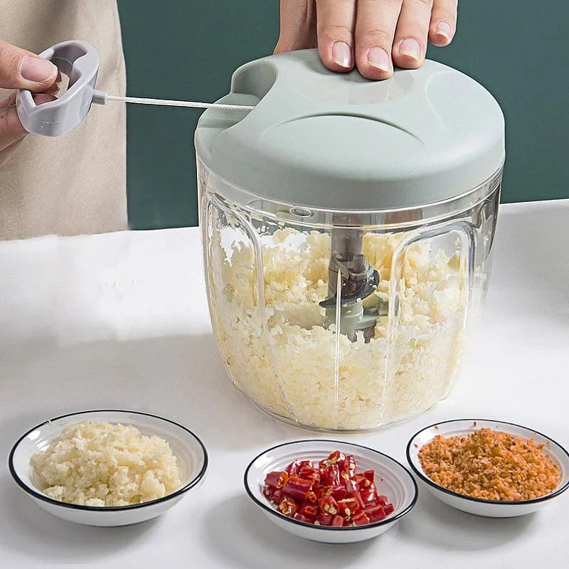 Picadora Manual de Alimentos 500/900 ml – Corta Ajo, Cebolla, Verduras y Carne