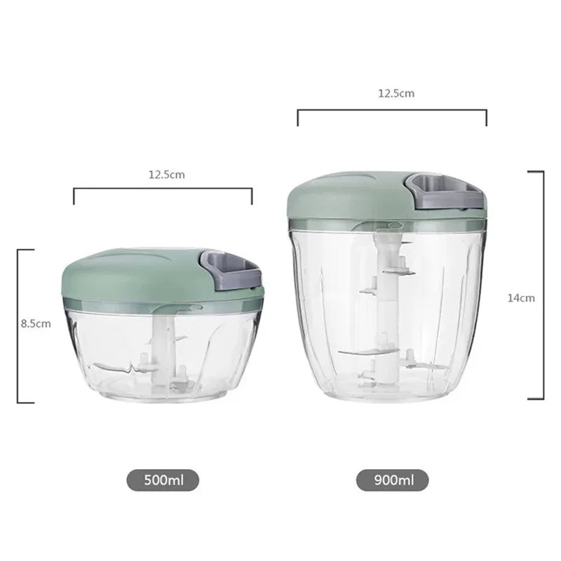 Picadora Manual de Alimentos 500/900 ml – Corta Ajo, Cebolla, Verduras y Carne