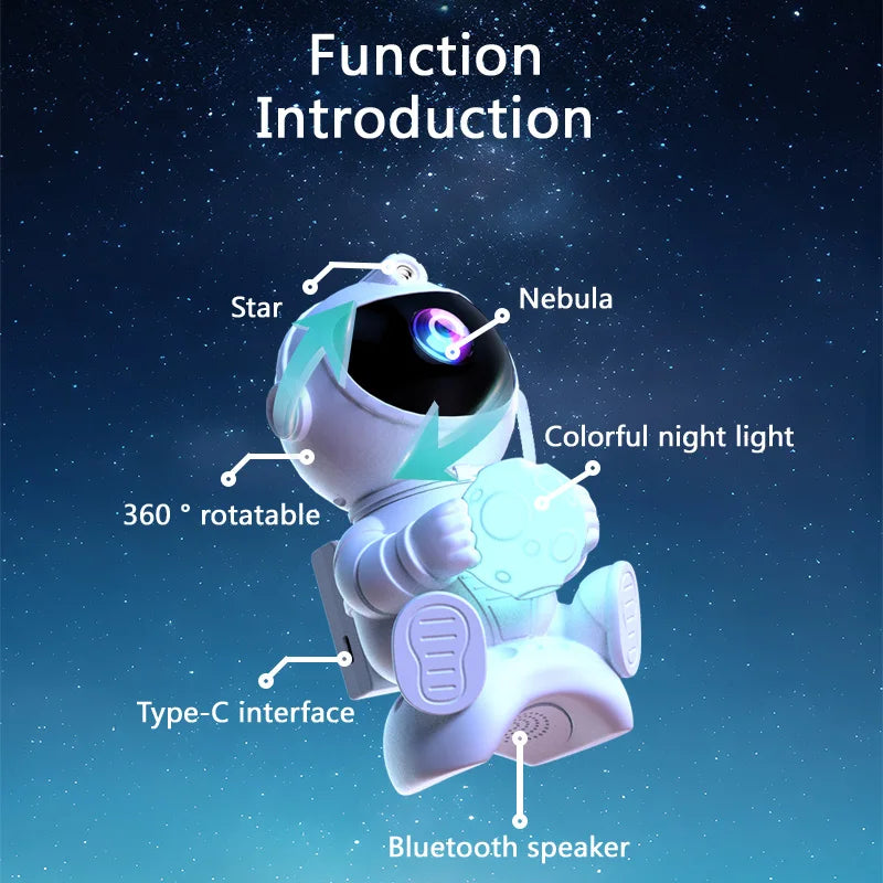 Proyector Astronauta de Galaxia – Luz Nocturna LED con Nebulosa y Estrellas para Dormitorio