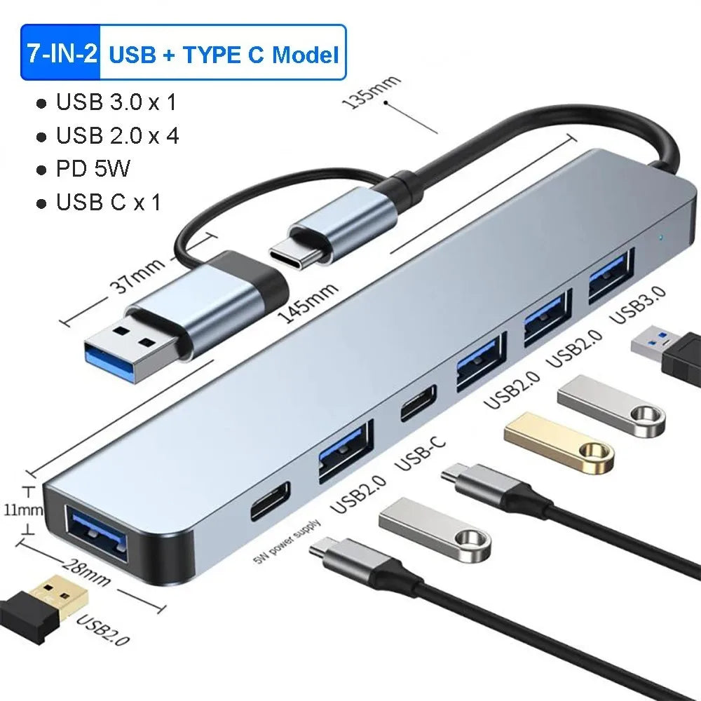 Hub USB-C 6 en 1 de Aluminio