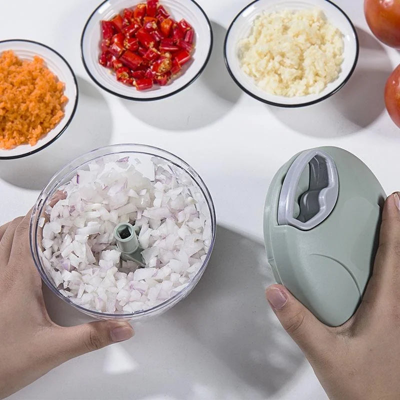 Picadora Manual de Alimentos 500/900 ml – Corta Ajo, Cebolla, Verduras y Carne