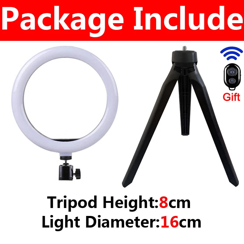 Aro de Luz LED para Selfie con Trípode y Soporte de Celular – Control Remoto USB